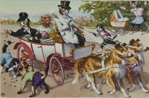 Les mariés, carte postale américaine du début du 20e siècle - American School