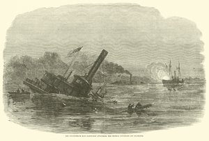 Le bélier confédéré Albemarle attaquant les canonnières fédérales au large de Plymouth, octobre 1864 - American School