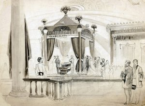 Le catafalque funéraire à Springfield, Illinois, illustration pour Frank Leslie