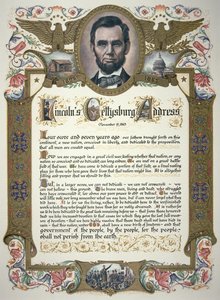 Le discours de Gettysburg, prononcé par Abraham Lincoln (1809-65) - American School
