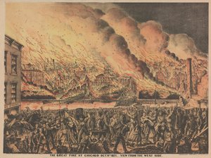 Le grand incendie à Chicago, 9 octobre, vue depuis le côté ouest, 1871 - American School