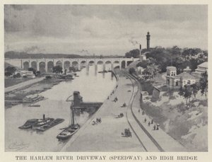 La voie rapide de la rivière Harlem (Speedway) et le High Bridge - American School