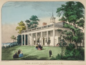 La maison de Washington, Mount Vernon, Va., pub. c.1857 (lithographie en couleur) - American School
