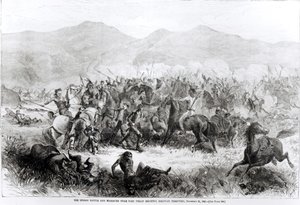 La bataille et le massacre des Indiens près du fort Philip Kearney, territoire du Dakota, 21 décembre 1866 - American School