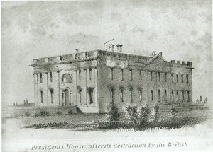 La maison du président après sa destruction par les Britanniques, de 