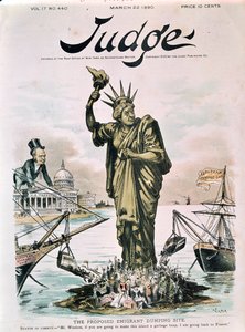 Le site de décharge proposé pour les émigrants, couverture de Judge, 22 mars 1890 - American School