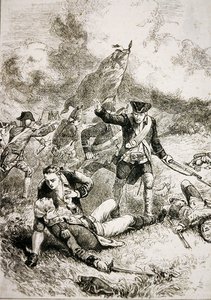 La mort du major John Pitcairn des Marines britanniques à la bataille de Bunker Hill - American School