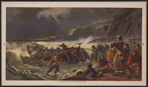 Le départ, lancement du canot de sauvetage, c.1878 - American School