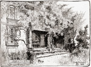 La maison de John Bartram près de Philadelphie, extrait de The Century Illustrated Monthly Magazine, publié en 1884 (gravure sur bois)