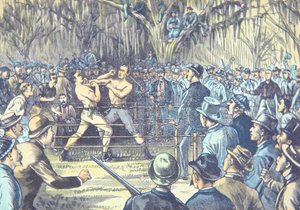 Le dernier combat de boxe à mains nues en 1889, John L. Sullivan contre Jake Kilrain à Richburg, Mississippi - American School