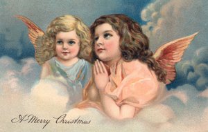 Deux anges de Noël priant