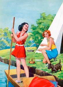 Deux jeunes filles en camping - American School