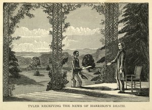 Tyler recevant la nouvelle de la mort de Harrison, pub.1888 (gravure) - American School