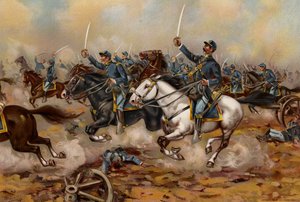 Armée américaine, charge de cavalerie des 5e réguliers, Gains Mill - American School
