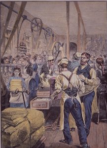 Industrie textile américaine, usine textile dans le Nord, vers 1870 - American School