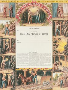 Certificat des United Mine Workers, 1890 - American School