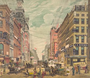 Vue vintage de Broadway à New York, vers 1880