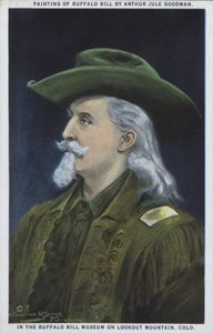William "Buffalo Bill" Cody, éclaireur, chasseur de bisons et homme de spectacle américain (lithographie couleur) - American School