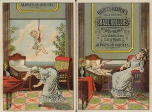 Femme et bébé faisant la publicité des stores - American School