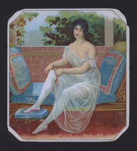 Femme en déshabillé, étiquette de cigare - American School