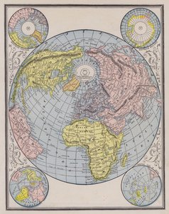 Carte du monde montrant les continents, les régions polaires et les changements de niveaux de la mer - American School