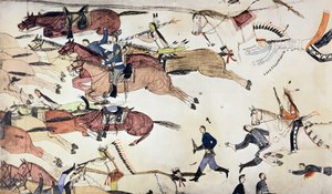 Bataille de Little Bighorn, Montana, USA, 25-26 juin 1876 vers 1900 - Amos Bad Heart Buffalo