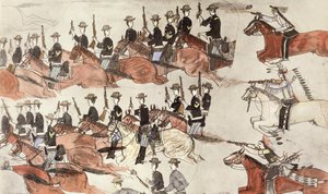Bataille de Little Bighorn, Montana, USA, 25-26 juin 1876, vers 1900 - Amos Bad Heart Buffalo