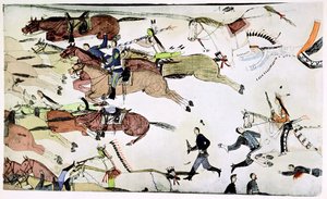 Bataille de Little Big Horn, Montana, USA, 25-26 juin 1876, vers 1900 - Amos Bad Heart Buffalo