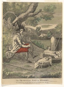 Le fils prodigue dans la misère (Il aurait bien voulu remplir son ventre des cosses que les porcs mangeaient - Saint Luc 15 Chap 16v) - Amos Doolittle