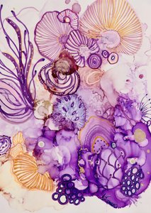 Fleur fantaisie violet et or