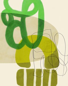 Lignes peintes vert et beige 2 exemplaires