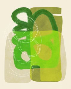 Lignes peintes vert et beige 4 exemplaires - Ana Rut Bre