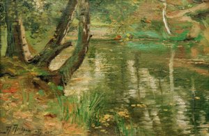 Paysage fluvial estival avec arbres - Anatolij Fedorovich Andronov