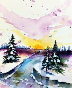 Un coucher de soleil hivernal haut en couleur