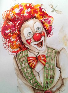 Clown joyeux avec une libellule - Anda Bieza
