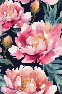 Aquarelle de pivoines roses