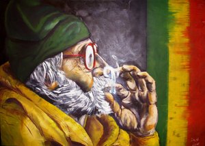 Un Rasta en train de fumer