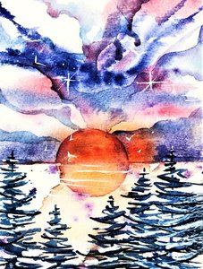 Un coucher de soleil hivernal éclatant