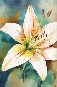 Aquarelle : Lys blanc