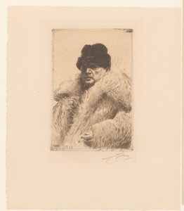 Autoportrait avec fourrure et chapeau