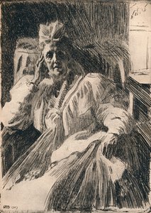 Une gravure de la reine douairière de Suède, vers 1909