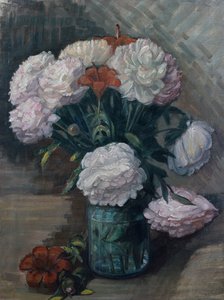 Pivoines et hémérocalles (huile sur toile)