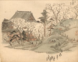 Festival des cerisiers en fleurs au temple sur le mont Suribachi - Ando Hiroshige