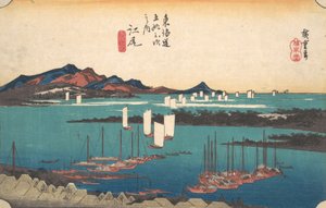 Vue lointaine de la plage de Miho depuis Ejiri, vers 1834 - Ando Hiroshige
