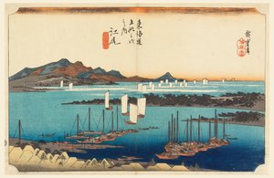Ejiri, vue sur Mio-no-Matsu-bara, dans Les Cinquante-Trois Stations de la route Tokaido (Tokaido Gojusan Tsugi-no Uchi) - Ando Hiroshige