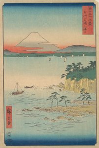 Fuji depuis Miura, Sagami Soshu Miura no Kaijo, de la série Trente-six vues du mont..., 1858 - Ando Hiroshige