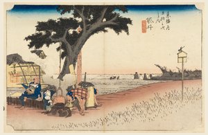 Maison de thé Fukuroi, dans Les Cinquante-trois stations de la route du Tokaido (Tokaido Gojusan Tsugi-no Uchi)