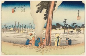 Hamamatsu, en hiver, dans Les Cinquante-Trois Stations de la route du Tokaido (Tokaido Gojusan Tsugi-no Uchi) - Ando Hiroshige