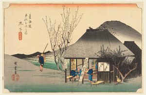 Maison de thé Mariko, dans Les Cinquante-trois stations de la route Tokaido - Ando Hiroshige