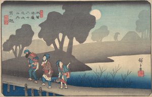 Nuit au clair de lune à Miyanokoshi, des Soixante-neuf Stations du Kisokaido, ca. 1838 - Ando Hiroshige